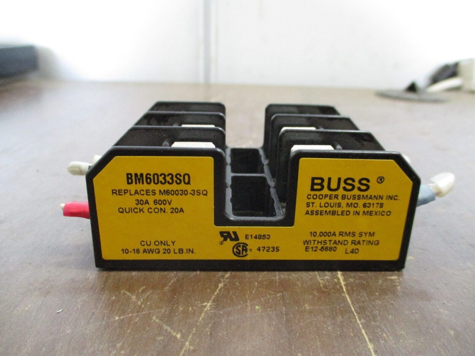 Buss Fuseholder BM6033SQ 30A 600V 3P *Lot of 2* Used