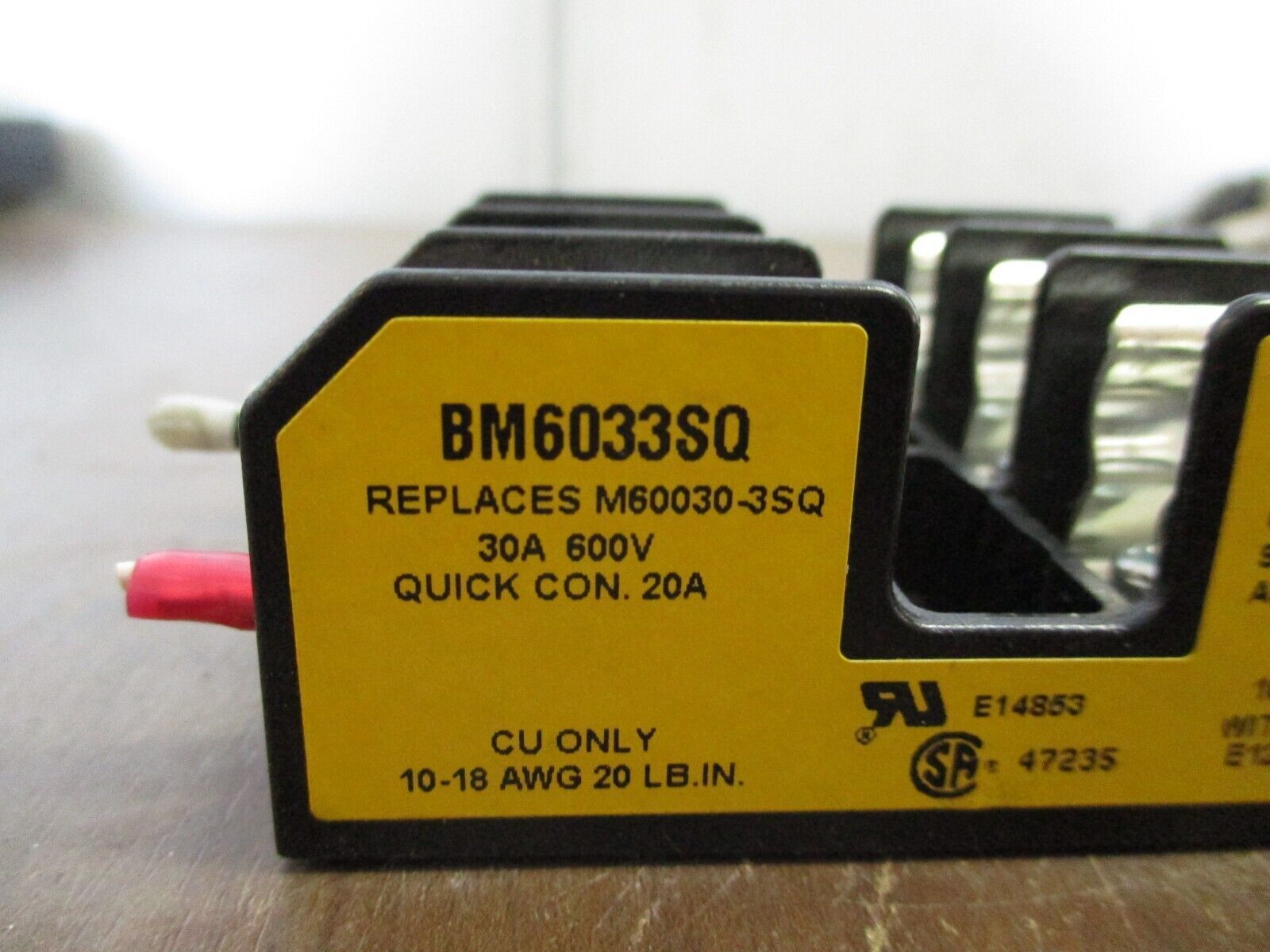 Buss Fuseholder BM6033SQ 30A 600V 3P *Lot of 2* Used