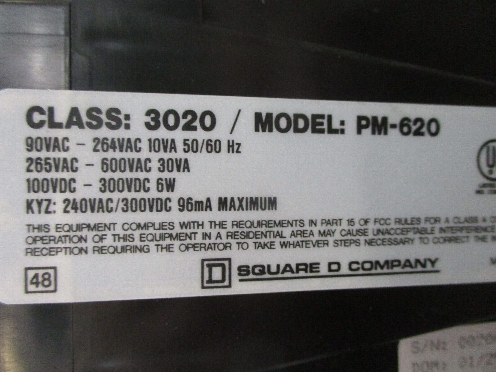 Square D PowerLogic Power Meter w/ Display 3020 PM-620 / 3020 PMD-32 *No Cable*