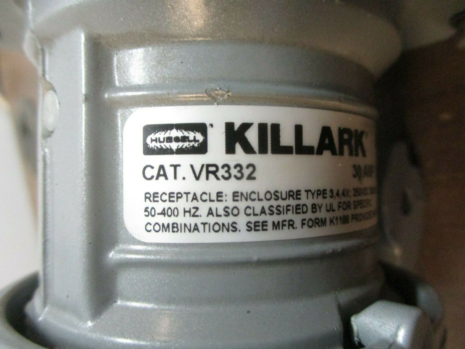 Hubbell Killark Receptacle w/ Base VR332 30A 600V 2W 3P Type 3, 4, 4X Enclosure