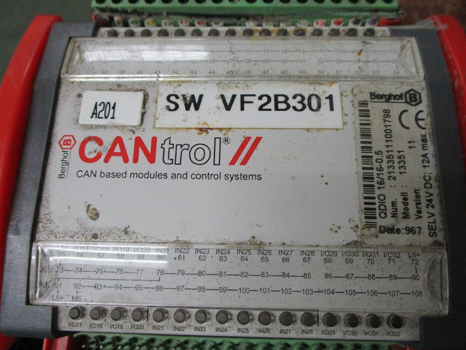 Berghof Control QDIO 16/16-0.5 Model 13351 24VDC 12A Used