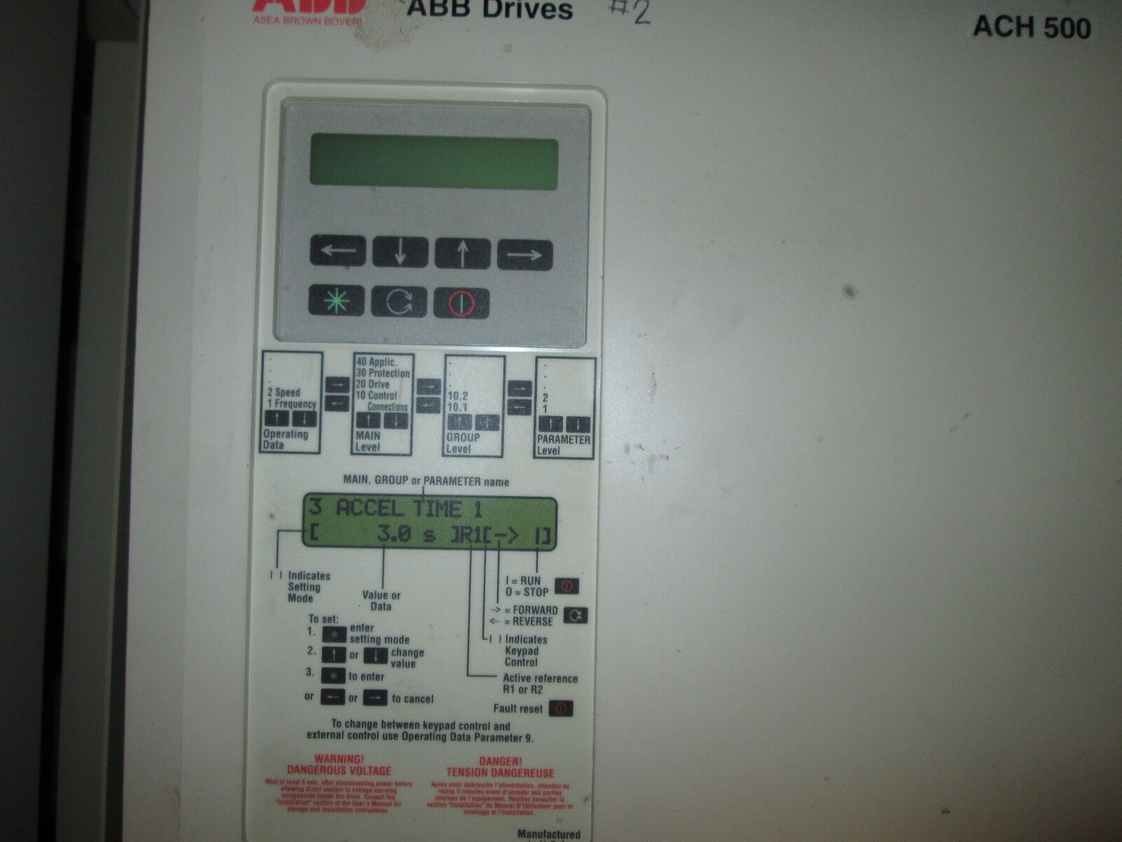 ABB ACH 501 AC Drive w/ Bypass ACH501-040-4-00P2-MB 40HP 3Ph Used