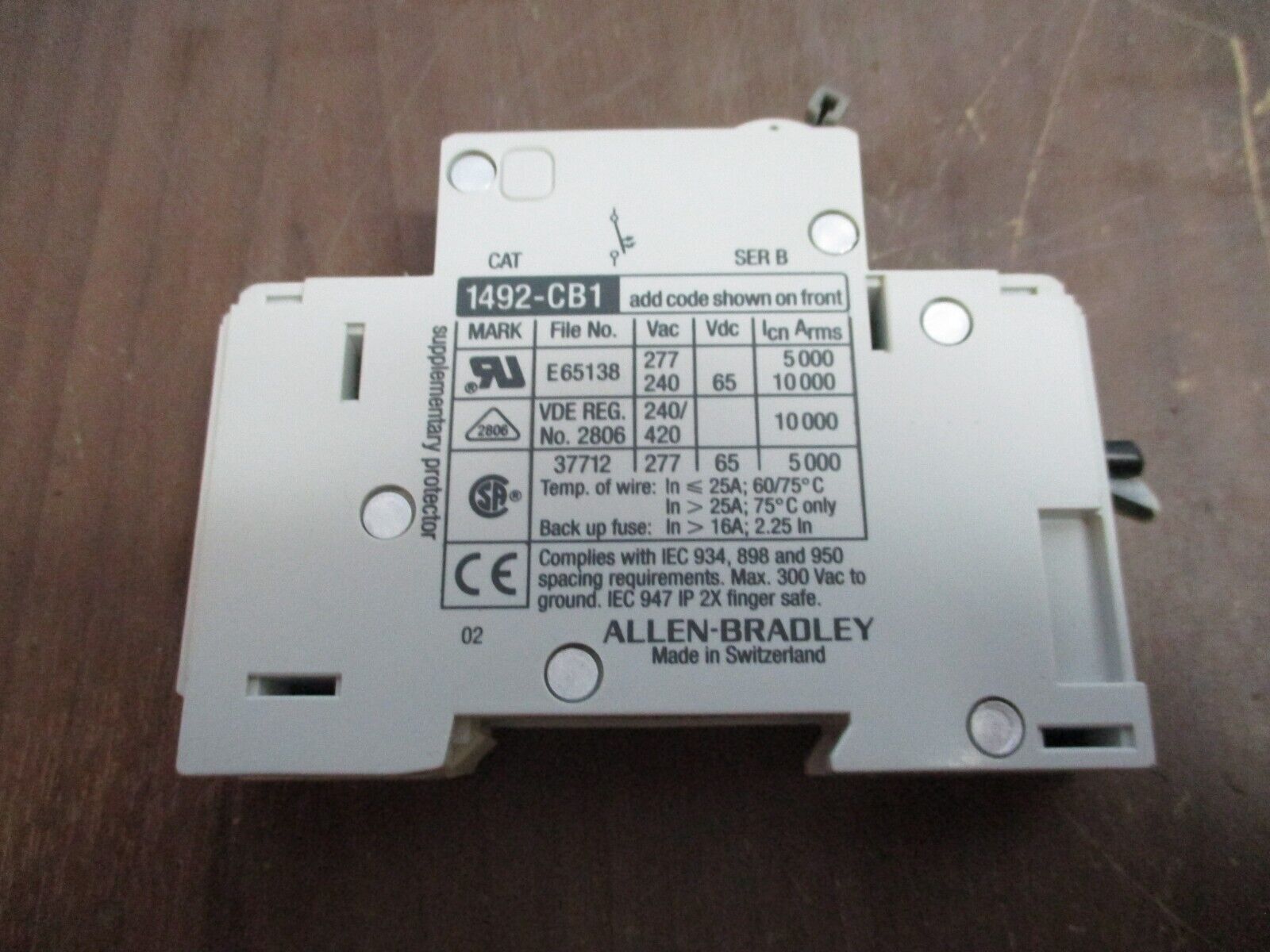 Allen-Bradley Circuit Breaker 1492-CB1-G050 5A 240/277V 1P *Lot of 2* Used