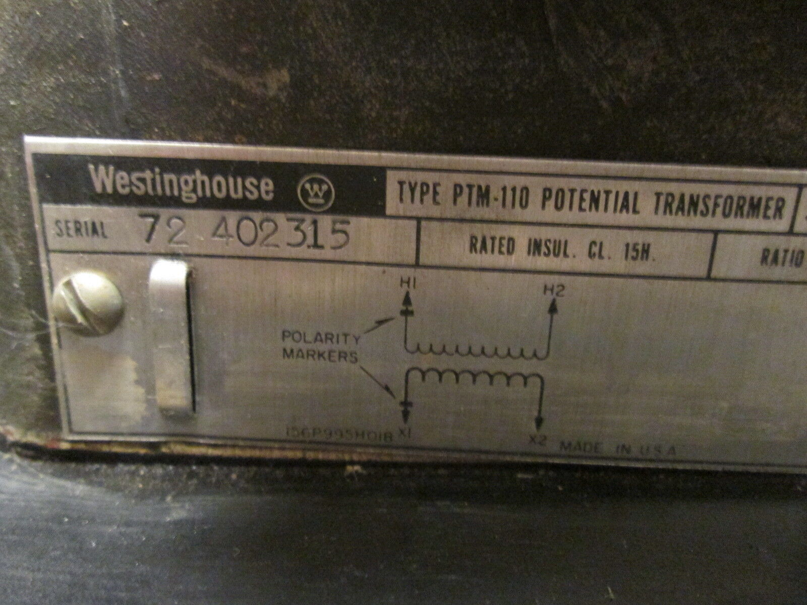 Westinghouse Type PTM-110 Potential Transformer 882A603G06 Ratio 70:1 60Hz Used