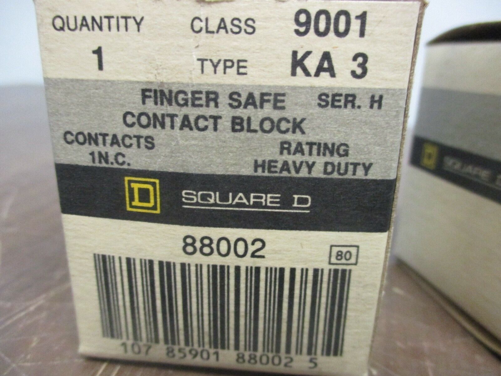 Square D Finger Safe Contact Block 9001 KA 3 Ser. H 1 N.C. **Lot of 3**