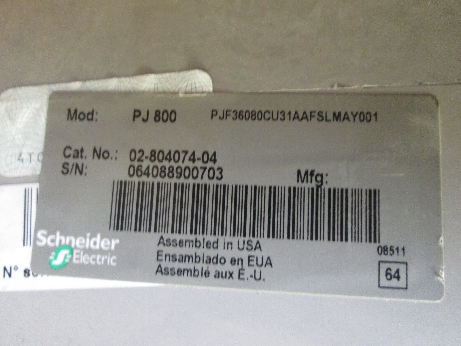 Square D Power Pact Circuit Breaker PJ 800 800A 600V Micrologic 3.0 Trip Used