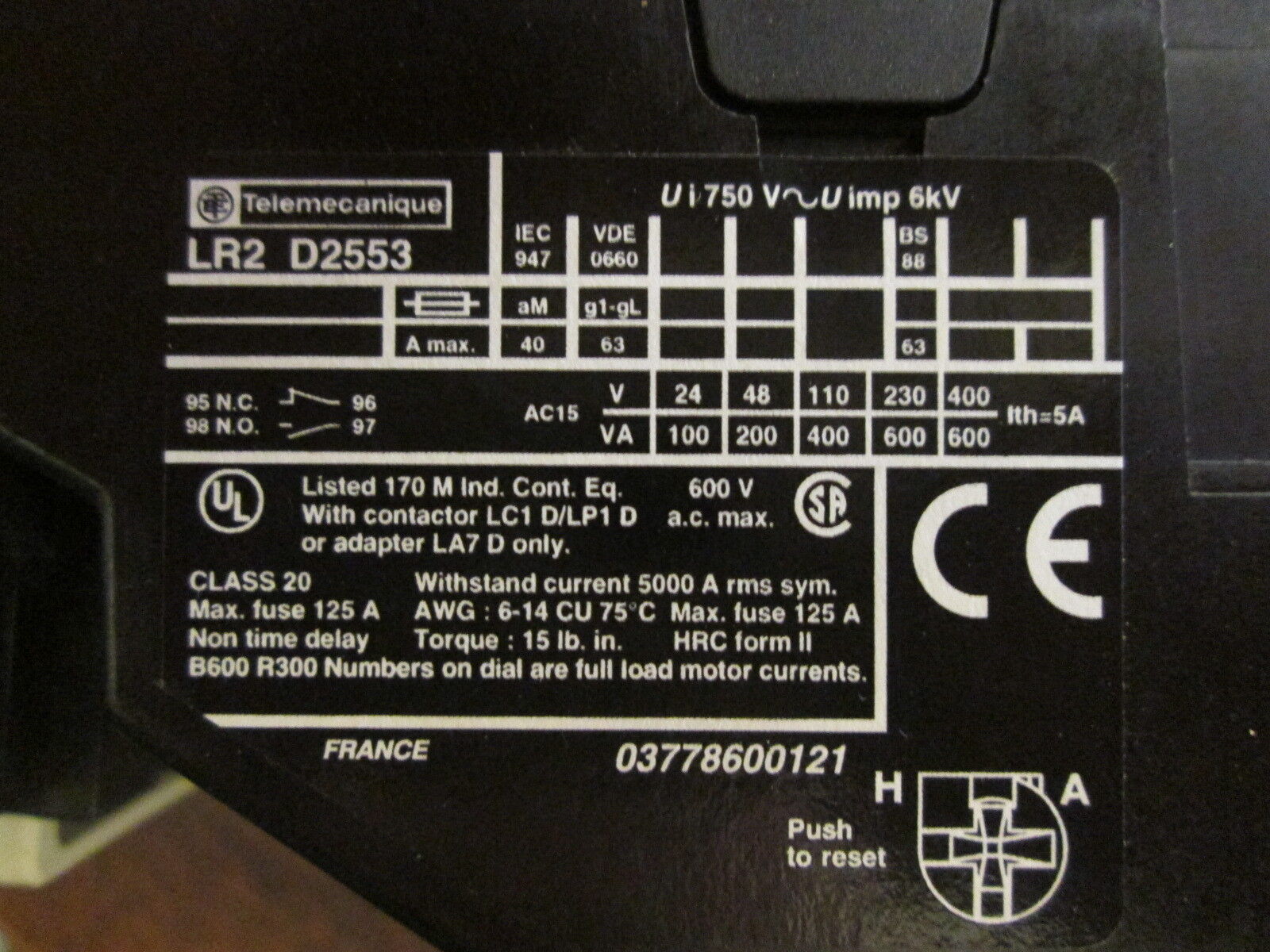 Telemecanique Solid State Overload w/ DIN Rail Adapter LR2 D2553 Trip: 23-32A