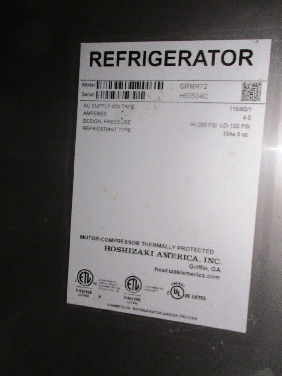 Hoshizaki Stainless Steel Refrigerator CRMR72 3-Section Undercounter Used