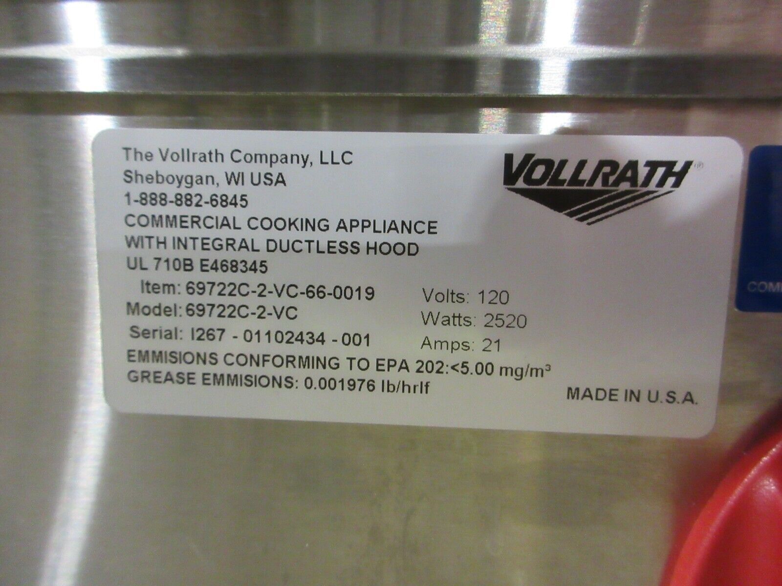 Vollrath Induction Hot Food Serving Counter 69722C-2-VC-66-0019 120V 21A Used