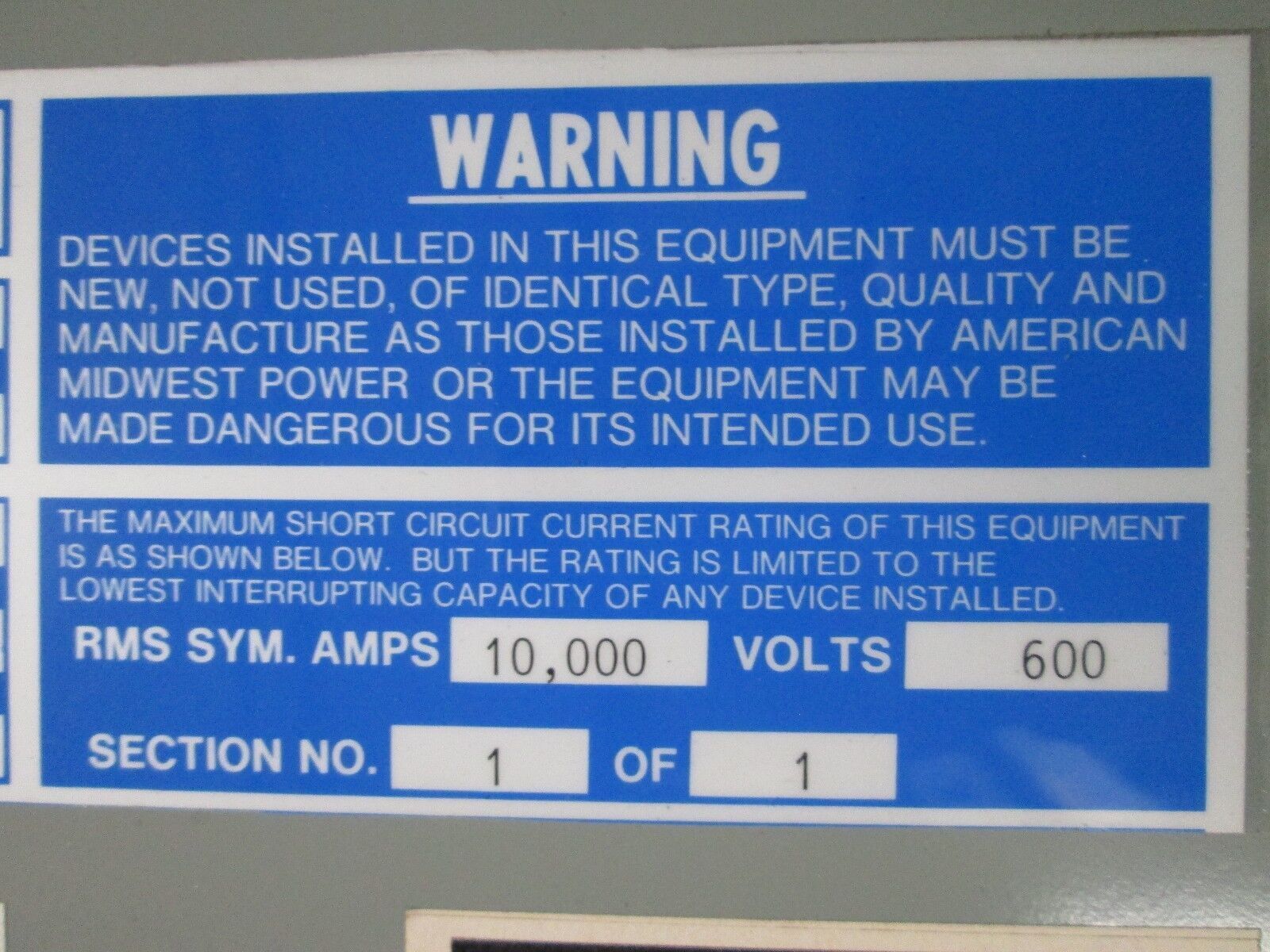 American Midwest Power Enclosed Disconnect Switch W-VFD/BP 2 Disconnects Used