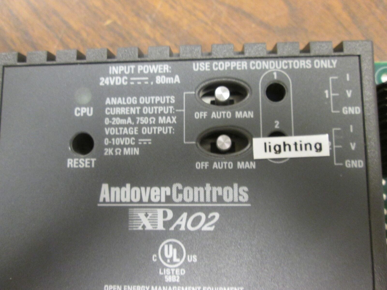 Andover Controls Analog Output Module XPA02 24VDC 80mA Used