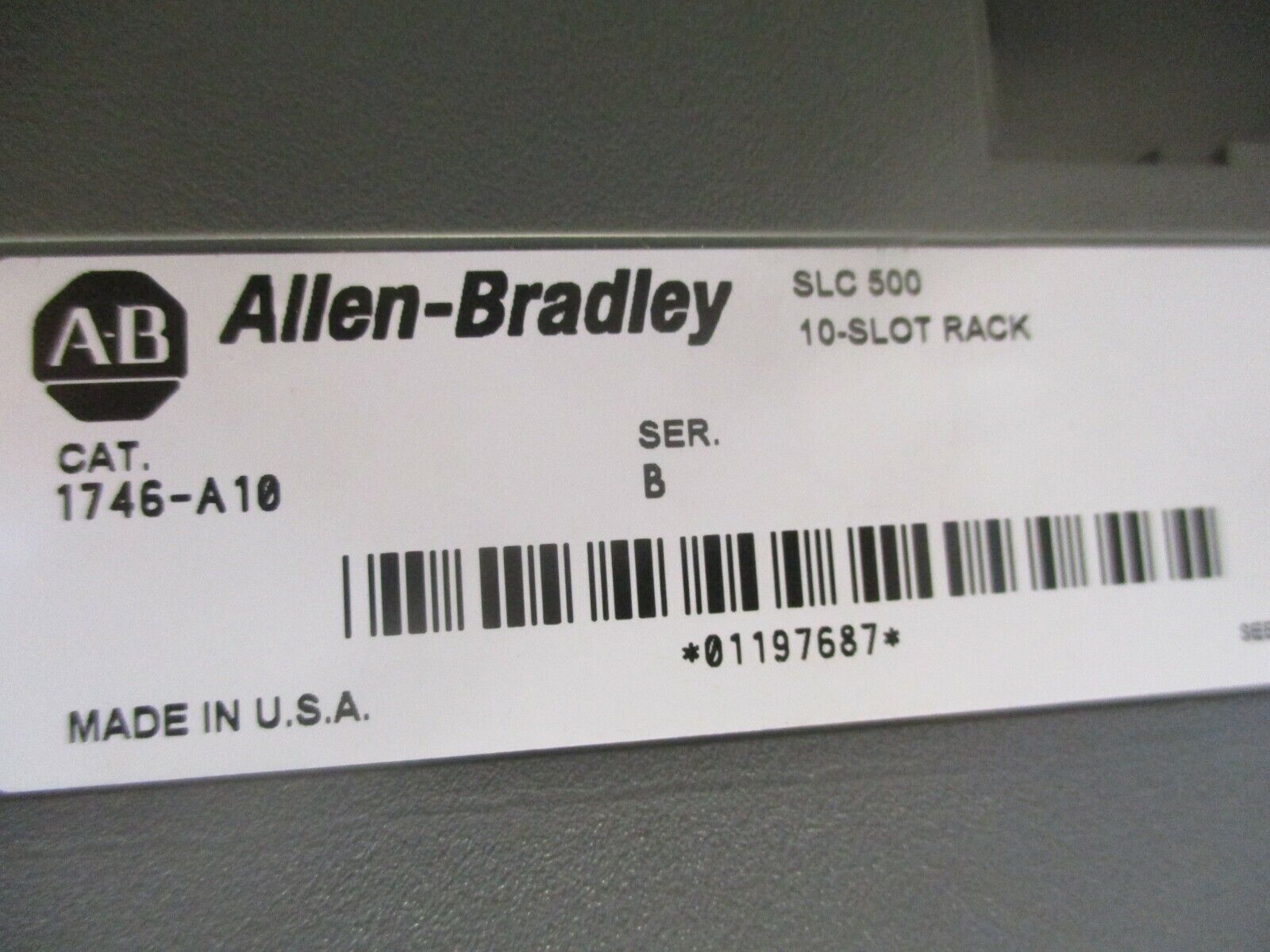 Allen-Bradley SLC 500 PLC Rack w/ Power Supply 1746-A10/1746-P1 10-Slot Used