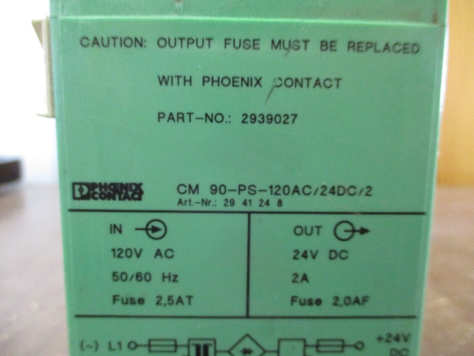 Phoenix Contact Power Supply CM 90-PS-120AC/24DC/2 *Broken DIN Rail Mount* Used