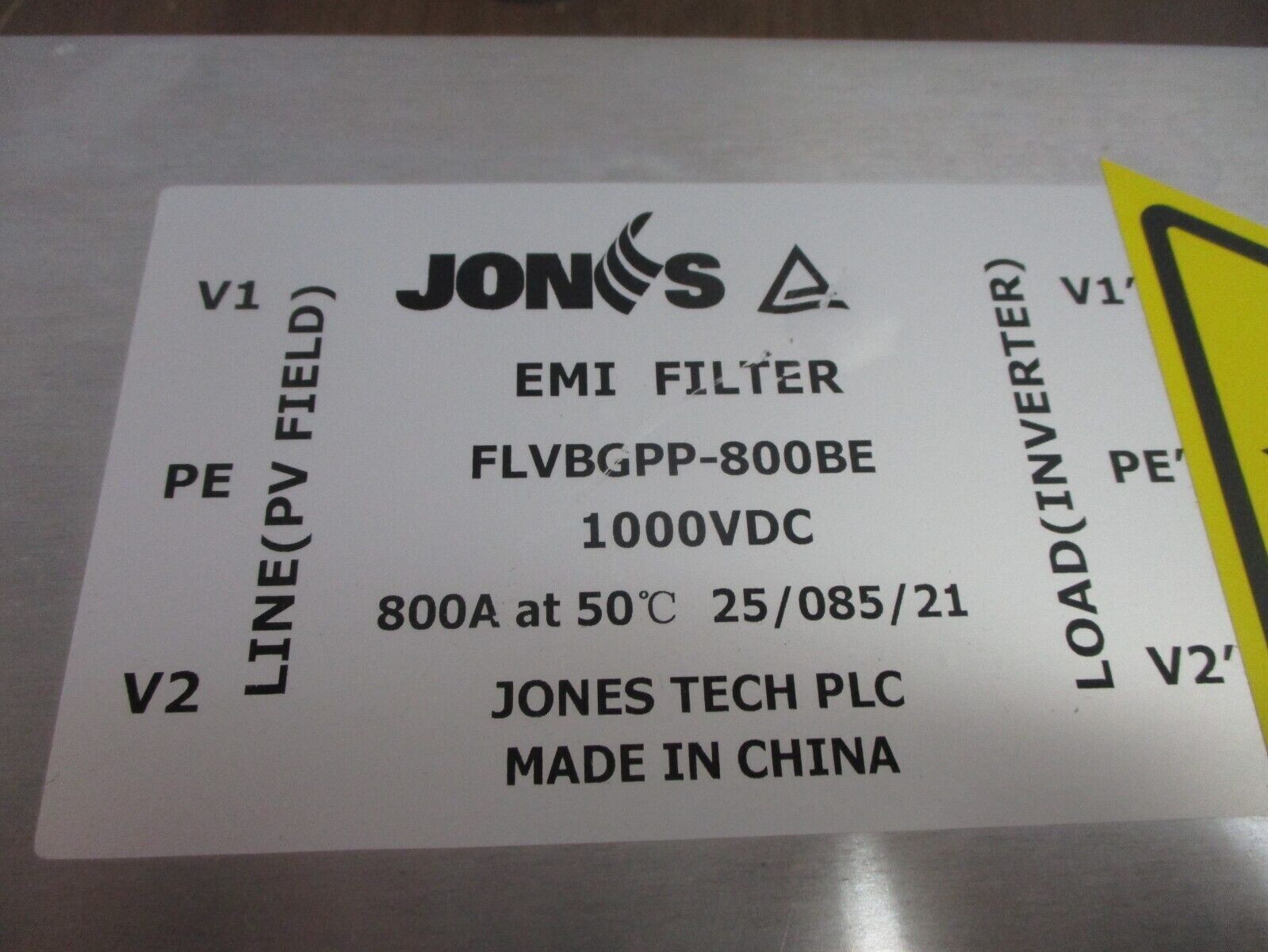 Jones EMI Filter FLVBGPP-800BE 1000VDC 800A Used