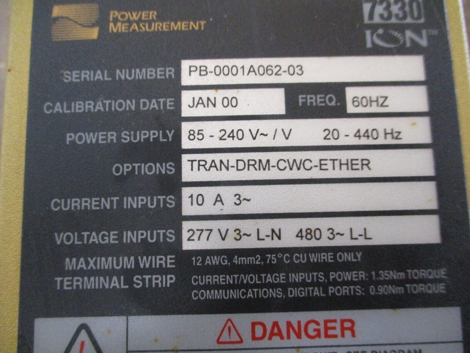 Power Measurement Ion Power Meter 7330-TRAN-DRM-CWC-ETHER Supply: 85-240V Used