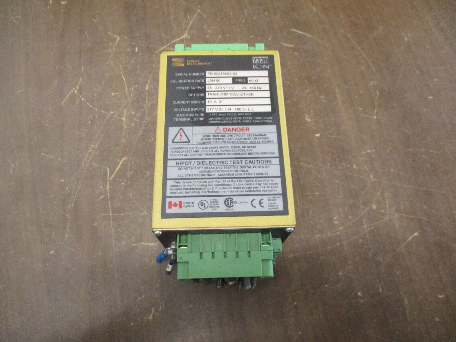 Power Measurement Ion Power Meter 7330-TRAN-DRM-CWC-ETHER Supply: 85-240V Used