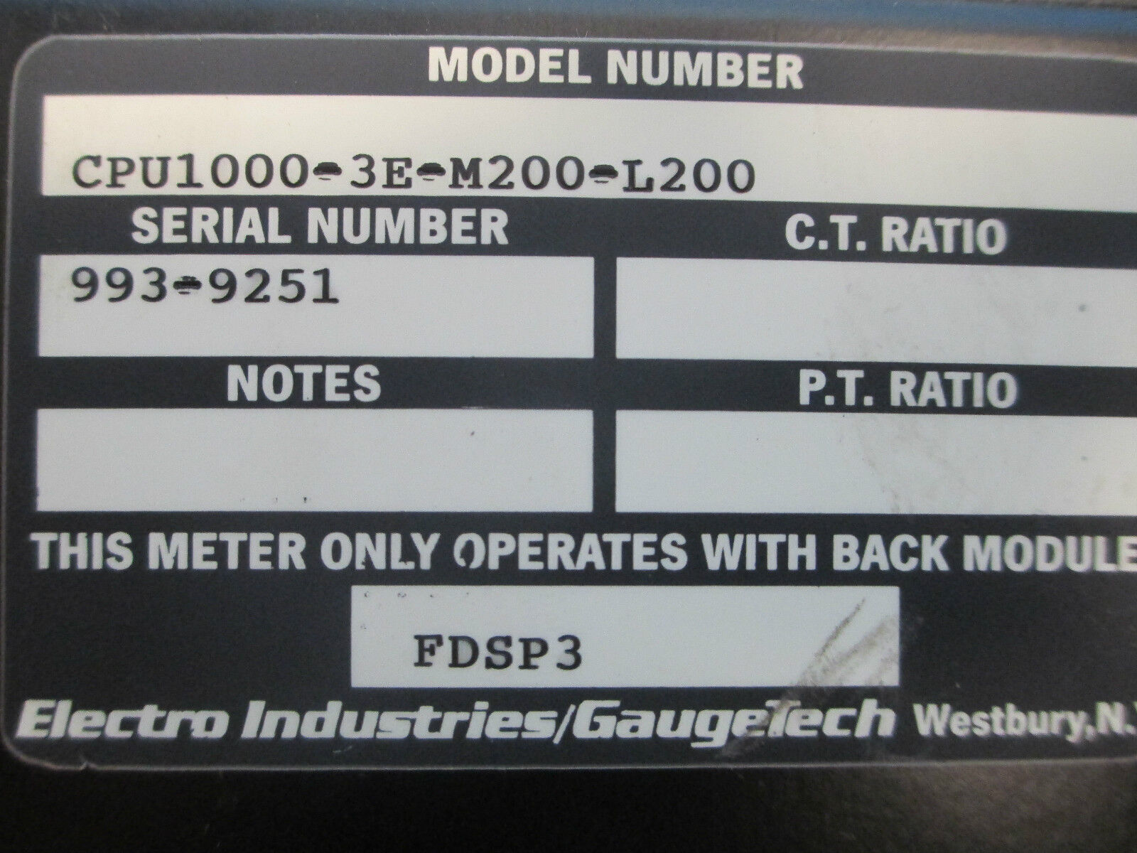Electro Industries Communication Converter CPU 1000-3E-M200-L200