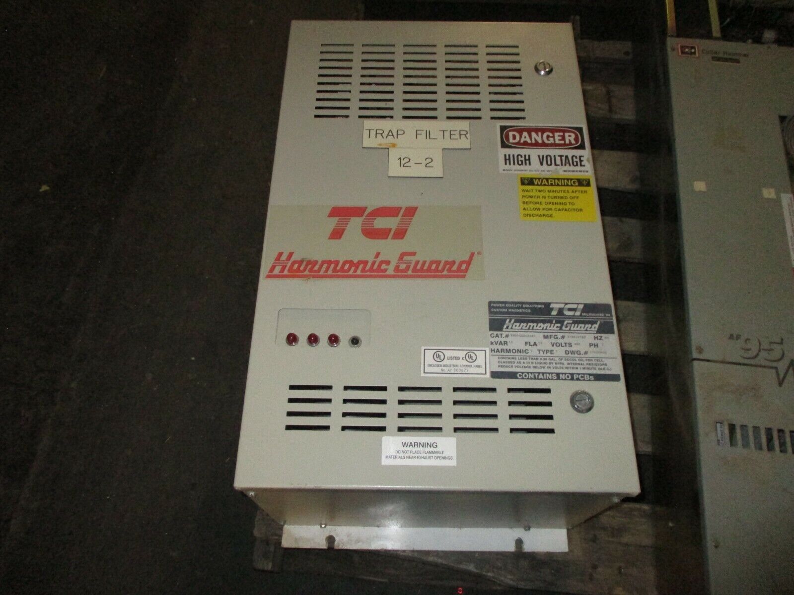 TCI Harmonic Guard Harmonic Filter KH015A6L5A40 15kVAR 480V 60Hz 3Ph 52A Used