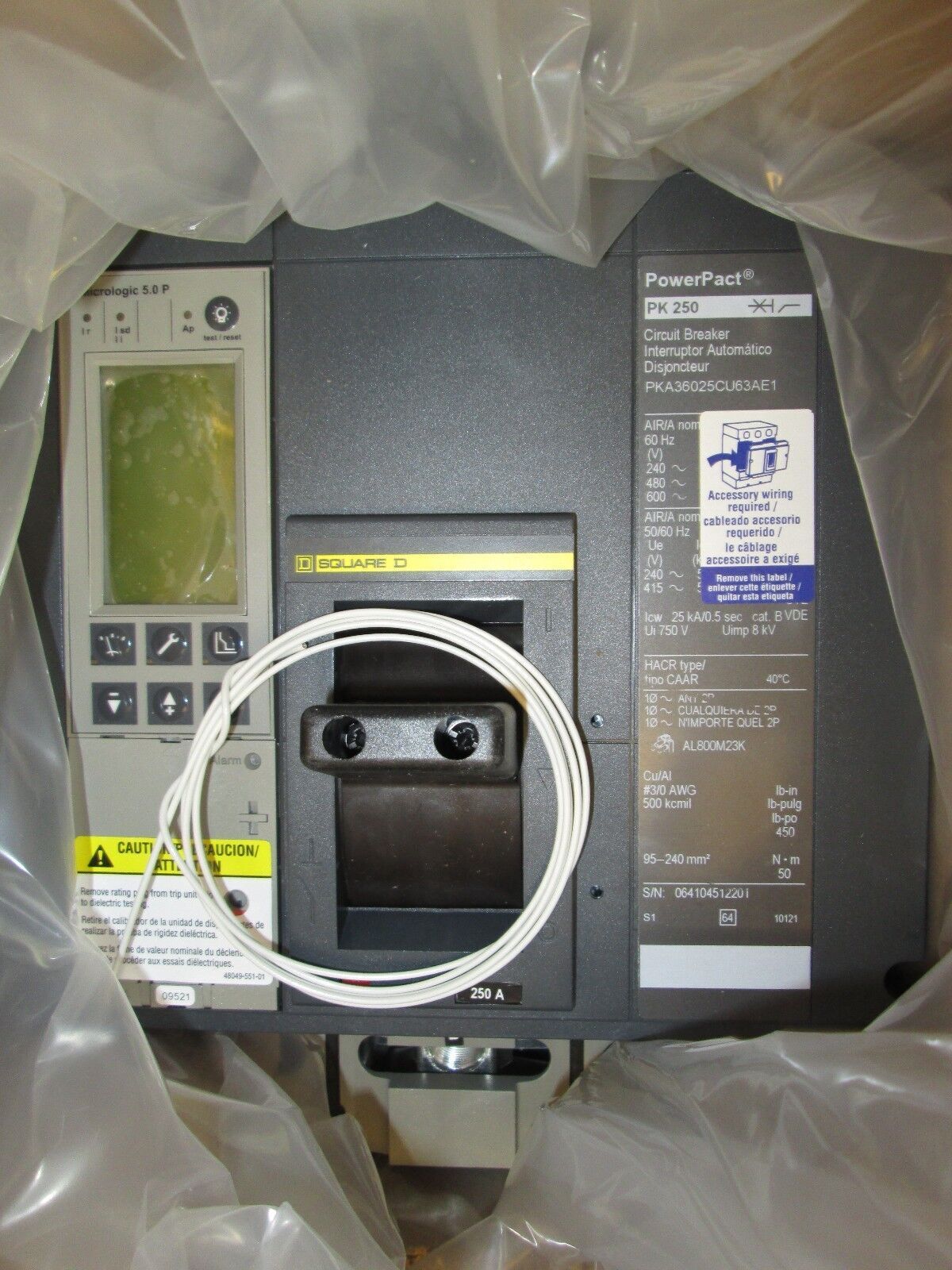 Square D Circuit Breaker PKA36025CU63AE1 250A 600V 3P w/ manual New Surplus