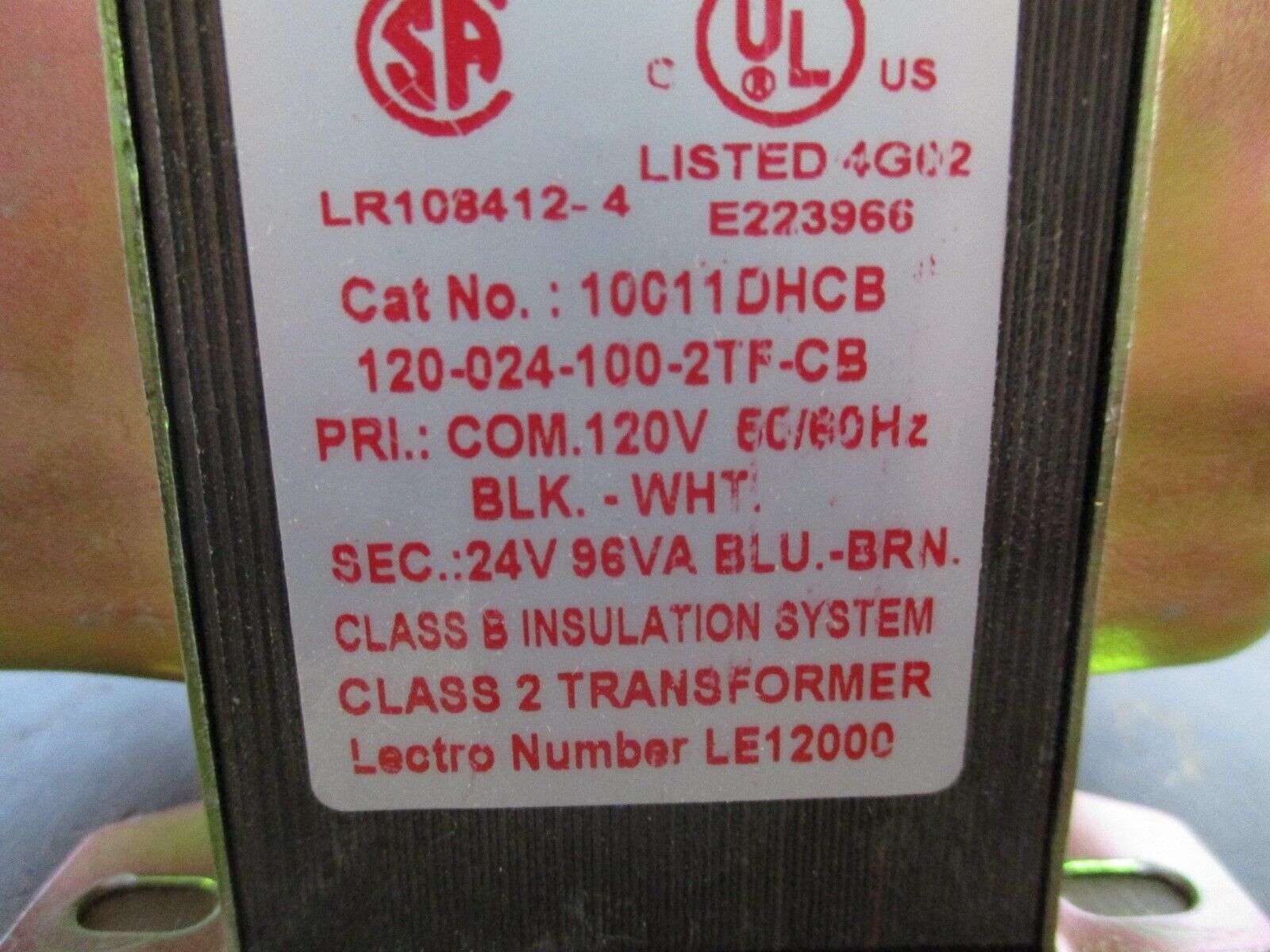 Core Components Transformer 10011DHCB 96VA Pri: 120V Sec: 24V 50/60Hz Used