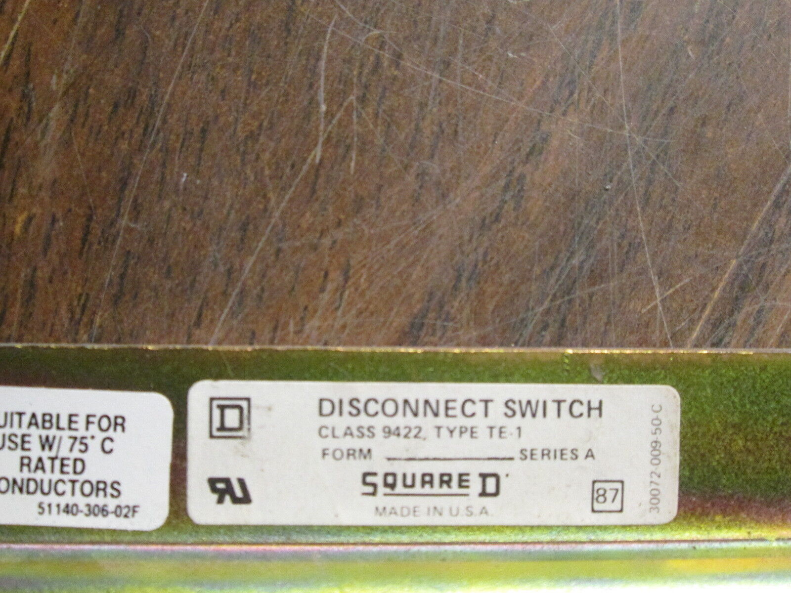 Square D Non-Fusible Disconnect Switch 9422 TE-1 100A 600V Used