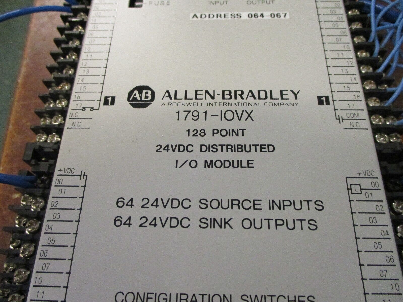 Allen-Bradley Distributed I/O Module 1791-IOVX (64) 24VDC Source Inputs Used