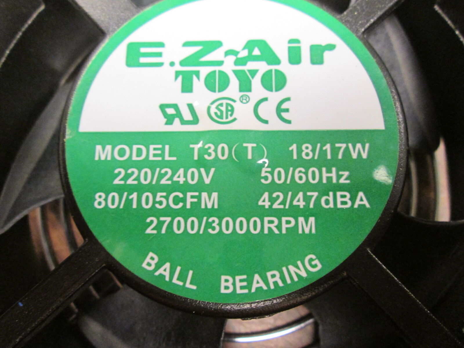 Toyo E.Z. Air Fan T30(T) 80/105CFM 220/240V 50/60Hz 2700/3000RPM Used