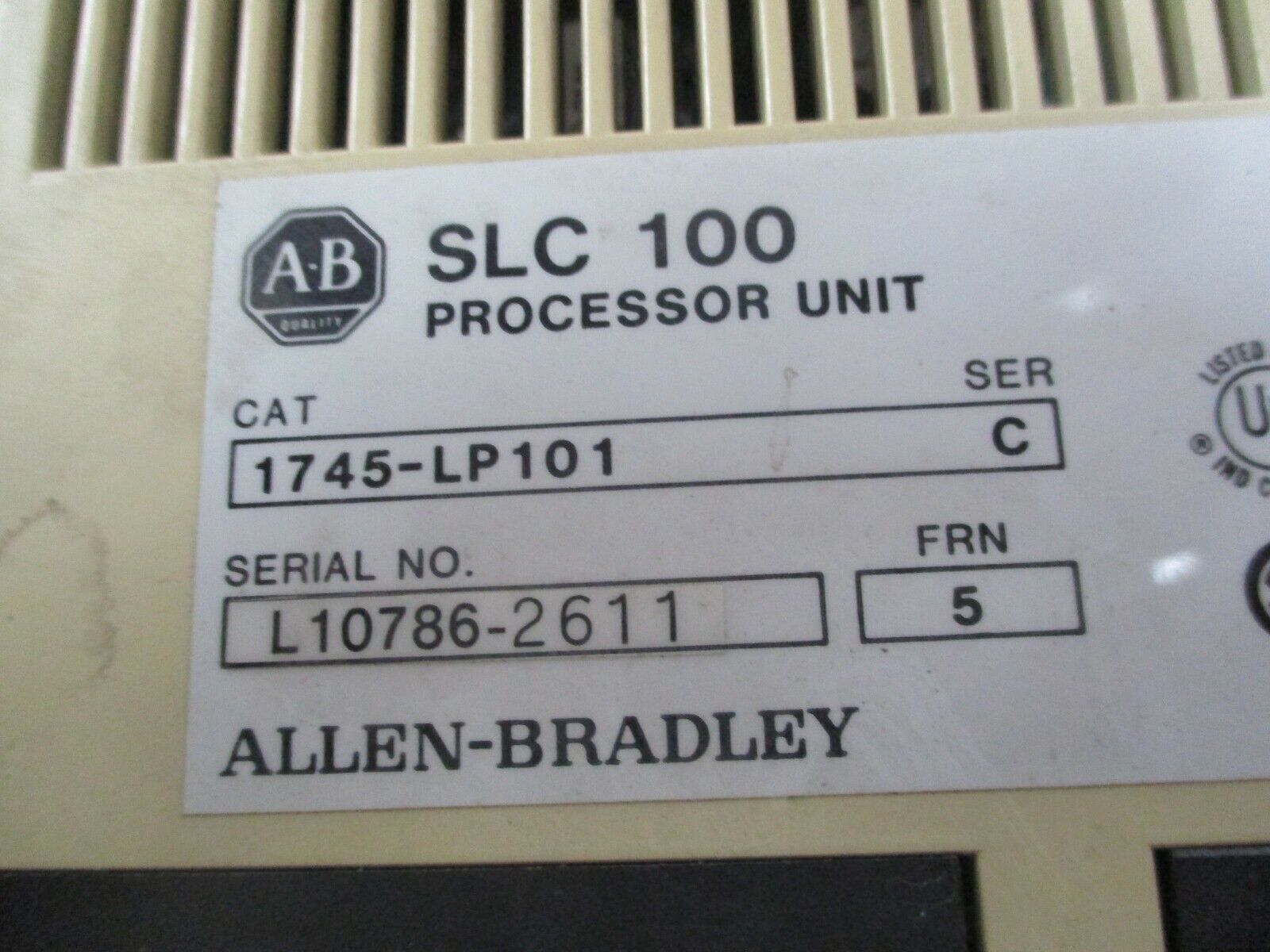 Allen-Bradley SLC 100 Processor Unit 1745-LP101 Ser. C FRN: 5 Used