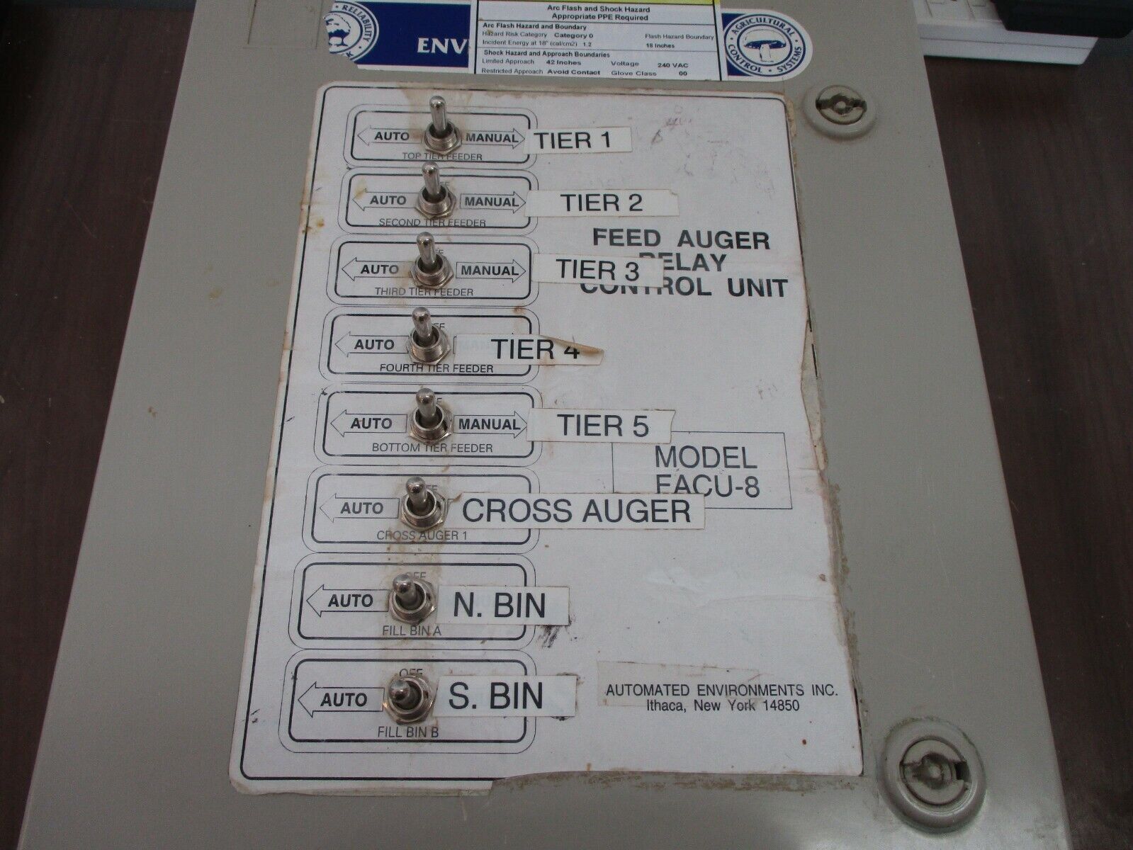 Automated Environments, Inc. Feed Auger Relay Control Unit FACU-8 Used