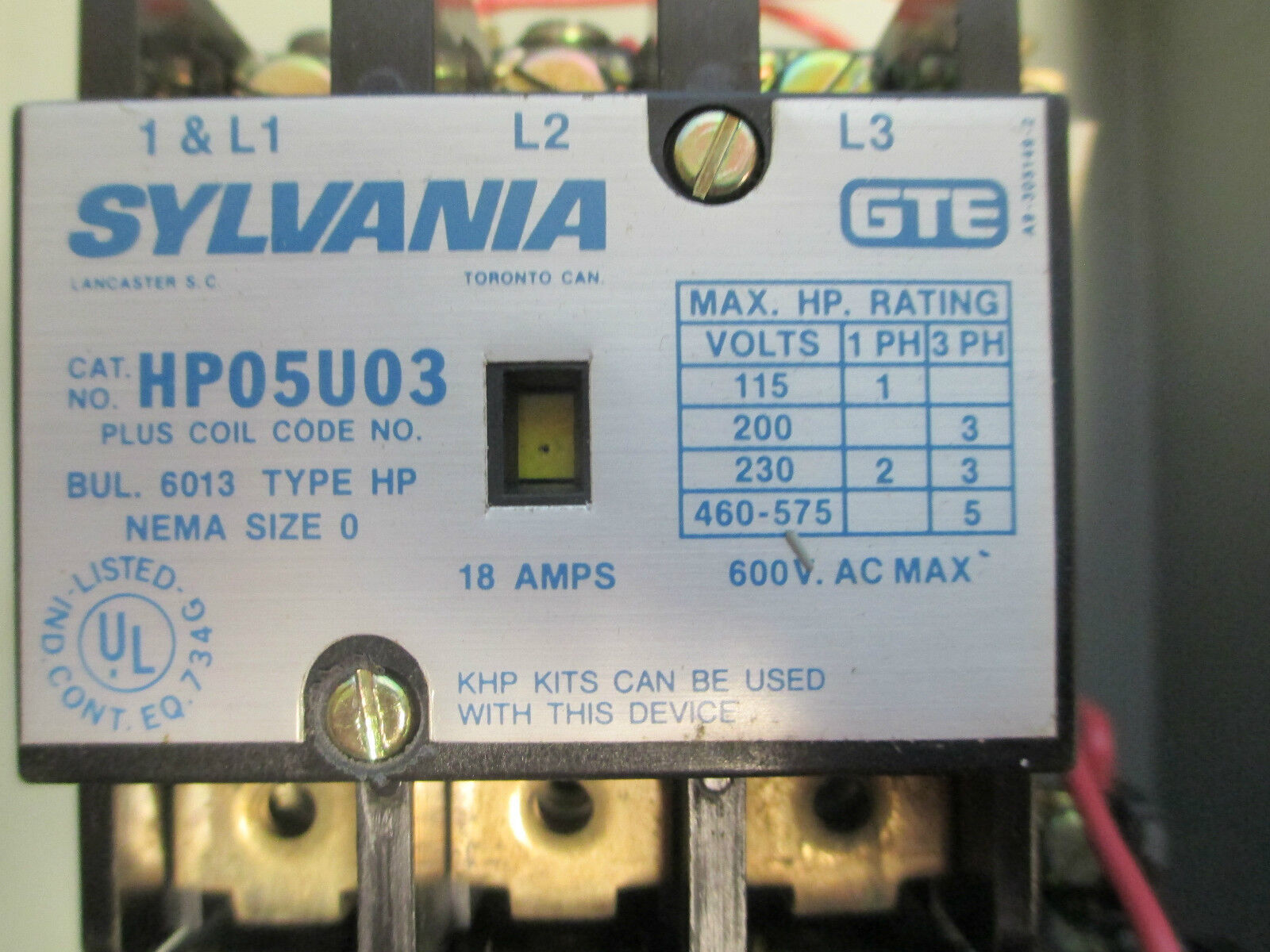 Sylvania HP05AA3-26 OR 86 6013 AC Magnetic Starter 3 Pole *New In Box*