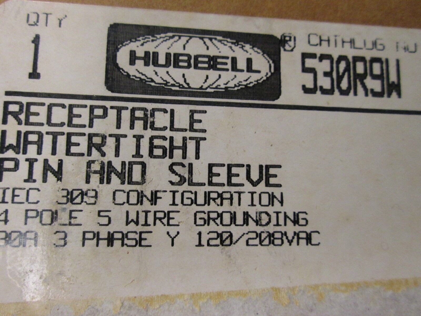 Hubbell Receptacle 530R9W 20A 120/208VAC 4P 5W 3Ph *Watertight* New Surplus