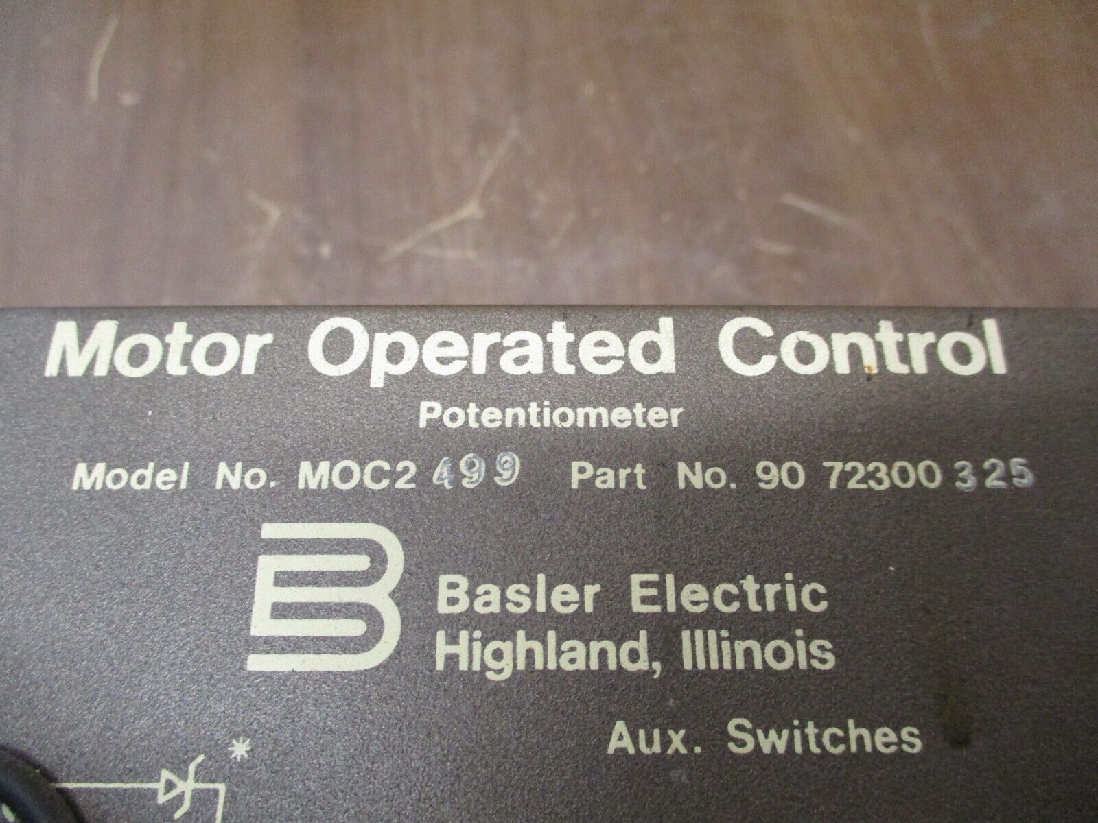 Basler Electric MOC2499 Motor Operated Control / Potentiometer 90 72300325 Used
