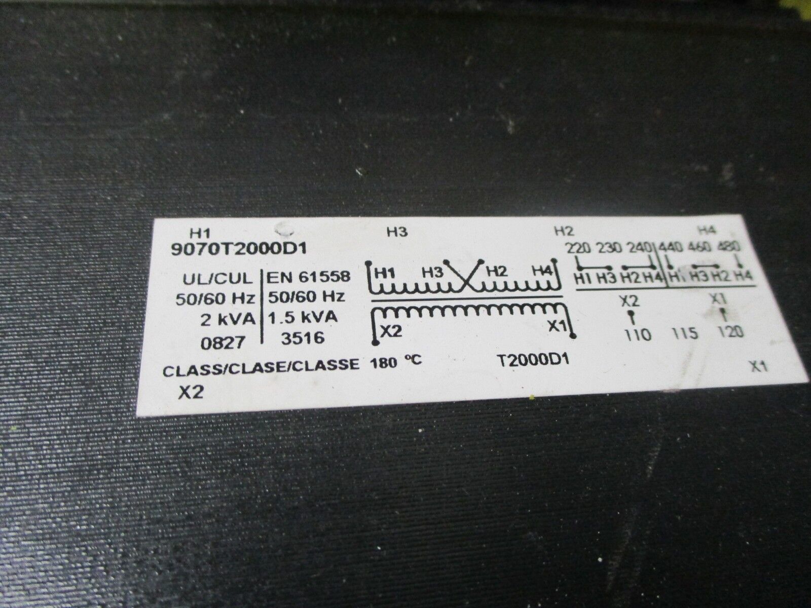 Square D Transformer 9070T2000D1 2KVA Pri: 240/480V Sec: 120V 50/60Hz Used