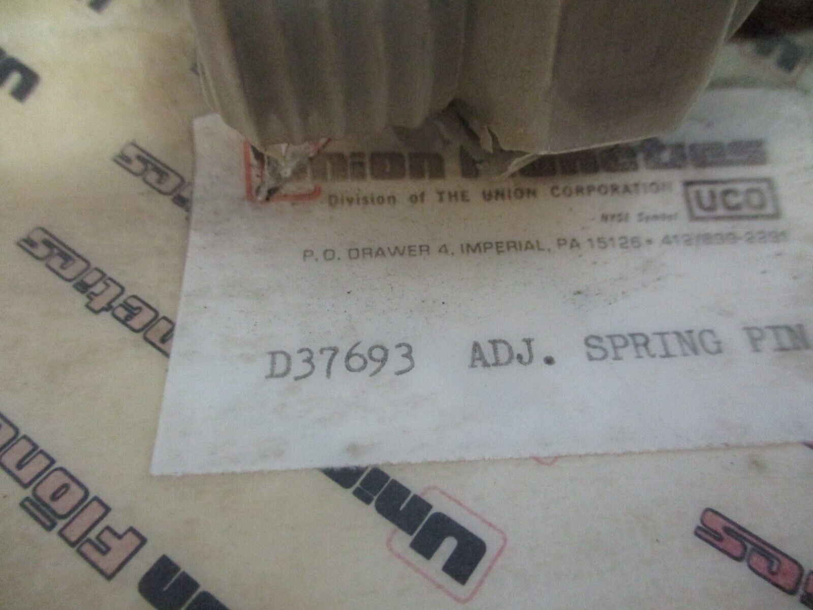 Union Corp. Adjustable Spring Pin D37693 New Surplus