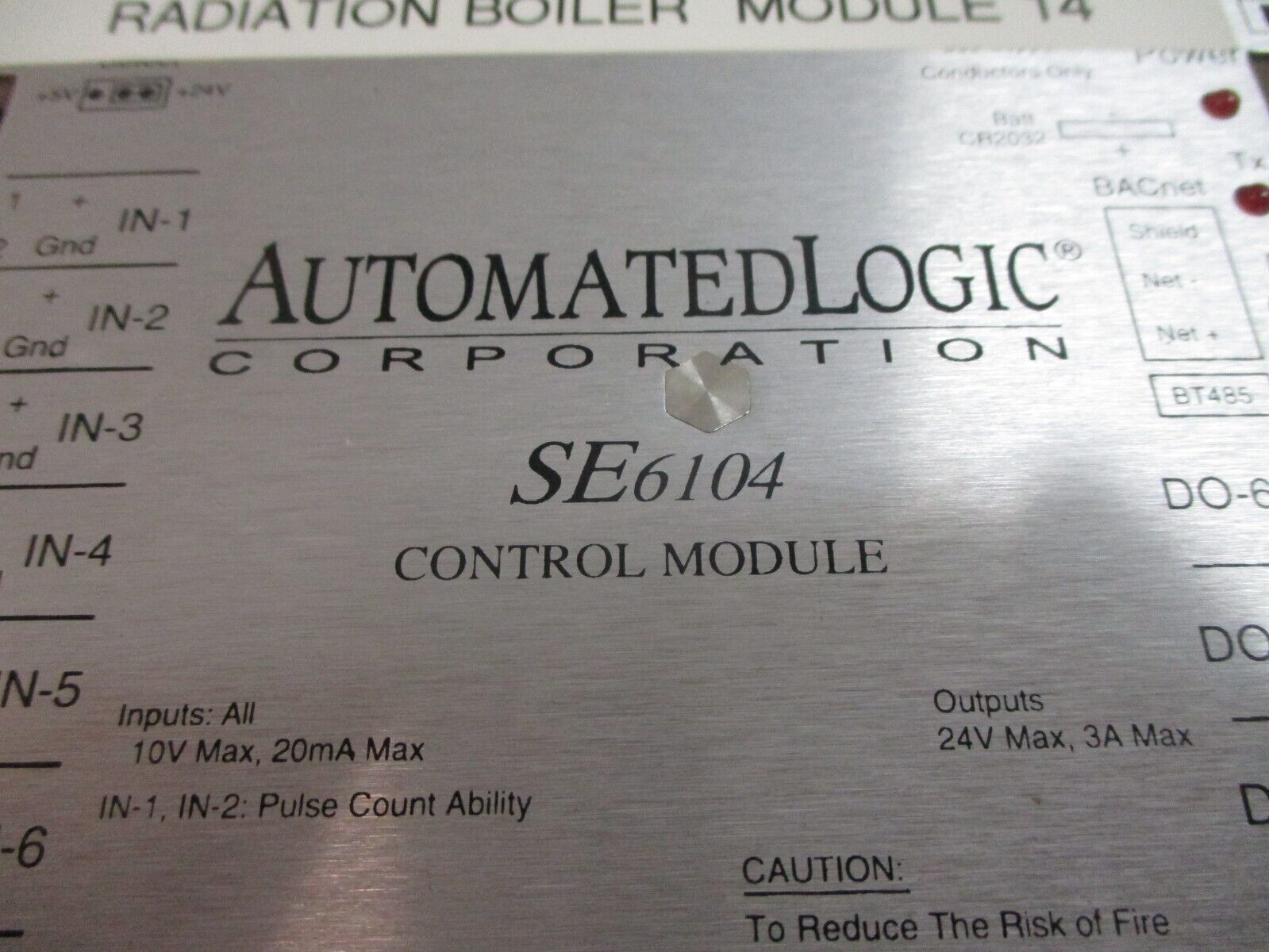 Automated Logic BACnet Control Module SE6104 Input: 10V 20mA Output: 24V 3A Used