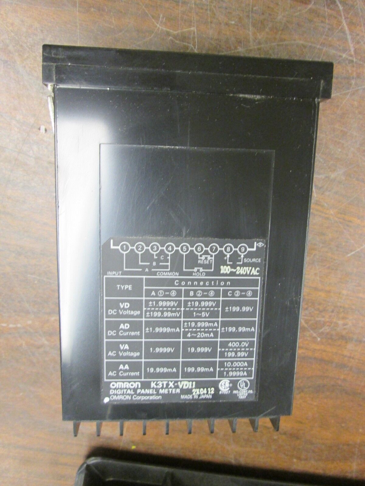 Omron Digital Panel Meter K3TX-VD11 100-240VAC Used