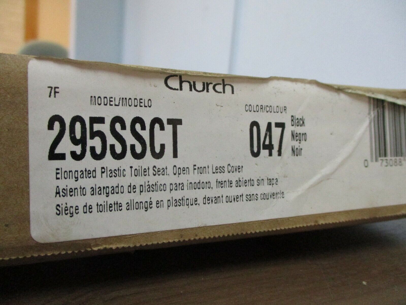 Church StaTite Elongated Plastic Toilet Seat 295SSCT Black Open Front *No Cover*