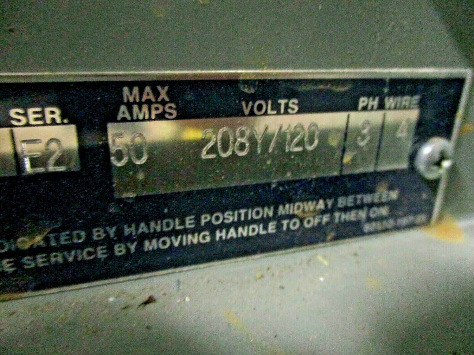 Square D Main Breaker Circuit Breaker Panel 50A Max 208Y/120 3Ph 4W Used