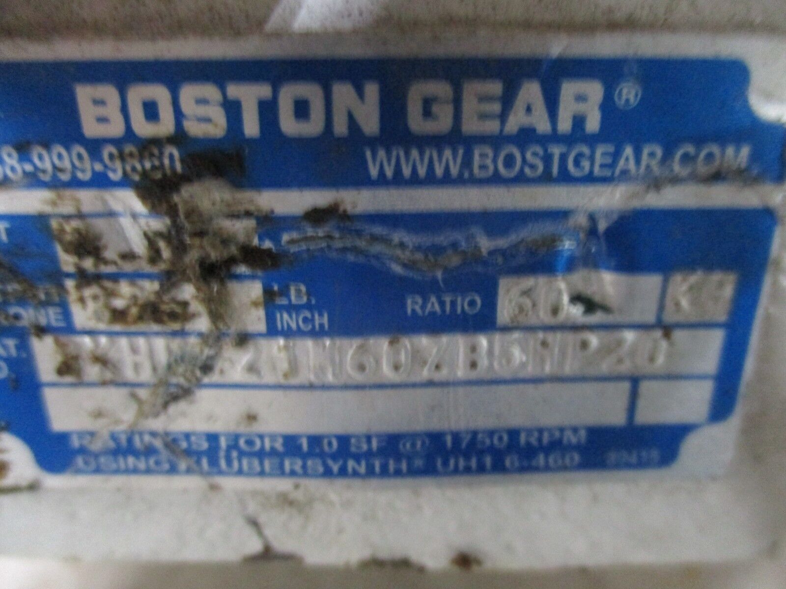 Boston Gear Bost-Kleen Reducer BKHF721M60ZB5HP20 Ratio 60:1 Used