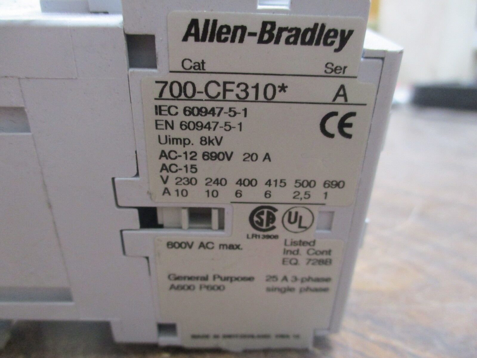 Allen-Bradley Contactor 700-CF310* 120V Coil 25A 600V Used
