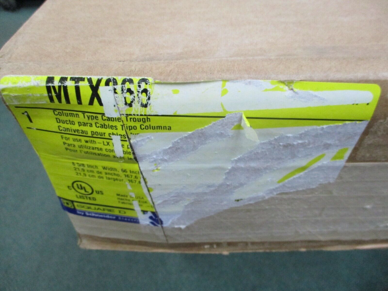 Square D Column Type Cable Trough MTX866 Size: 8-5/8" x 66" x 5" New Surplus