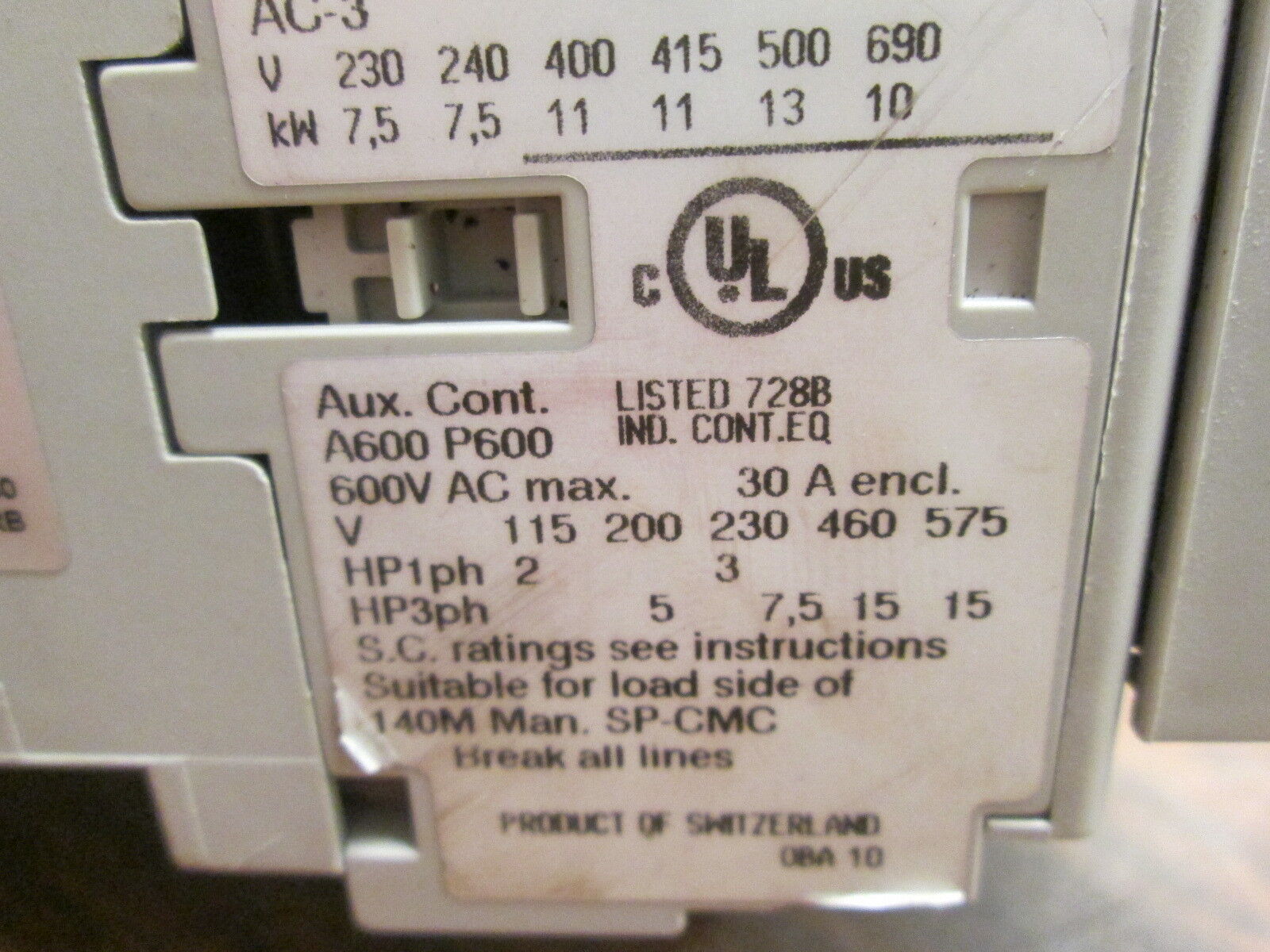 Allen-Bradley Safety Contactor 100S-C23L14C 200-220V/208-240V 50/60Hz Coil Used