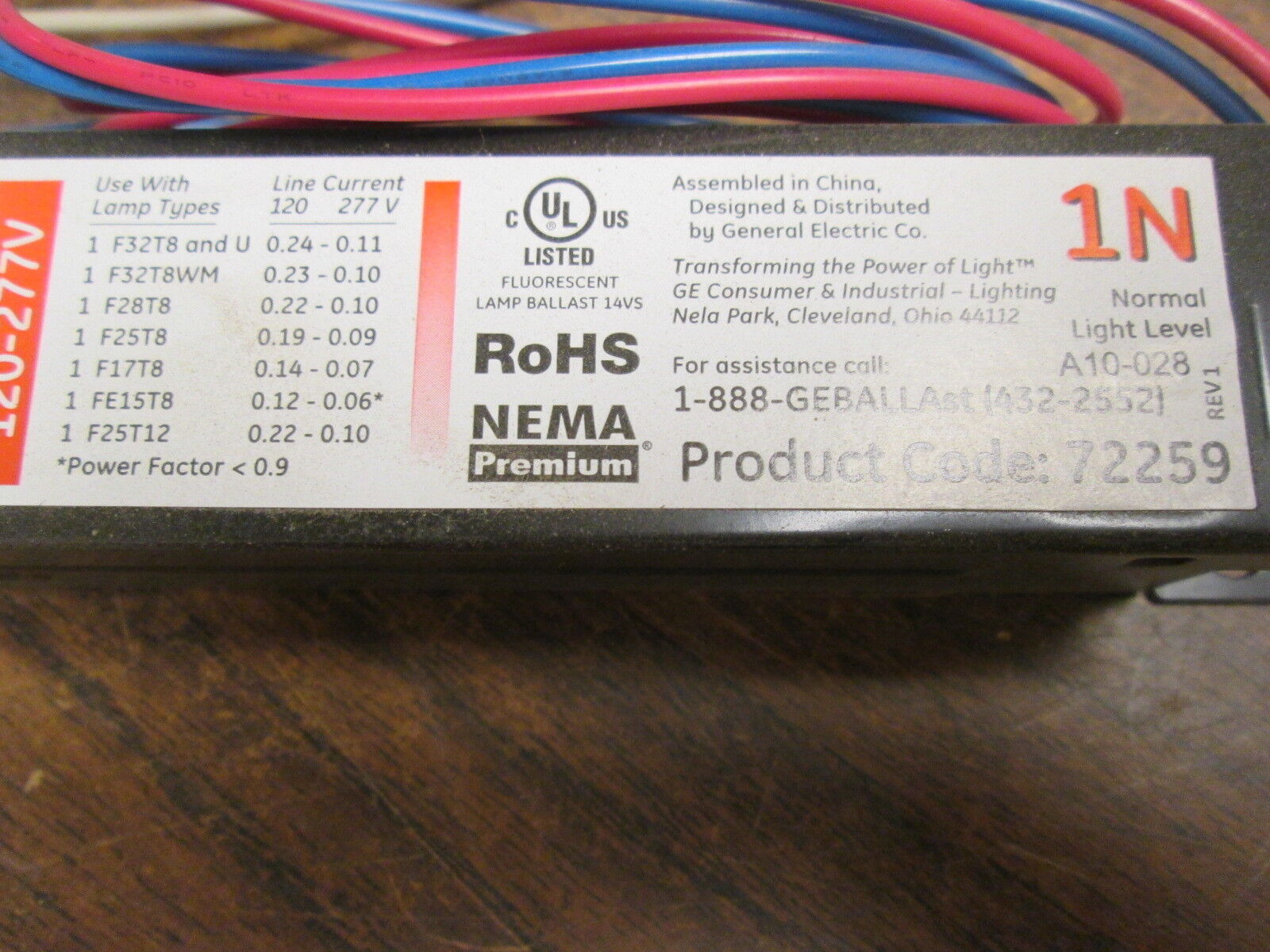 GE Ultra Max T8 Ballast GE132MAX-N/ULTRA 120-277V 50/60Hz *Box of 7* New Surplus