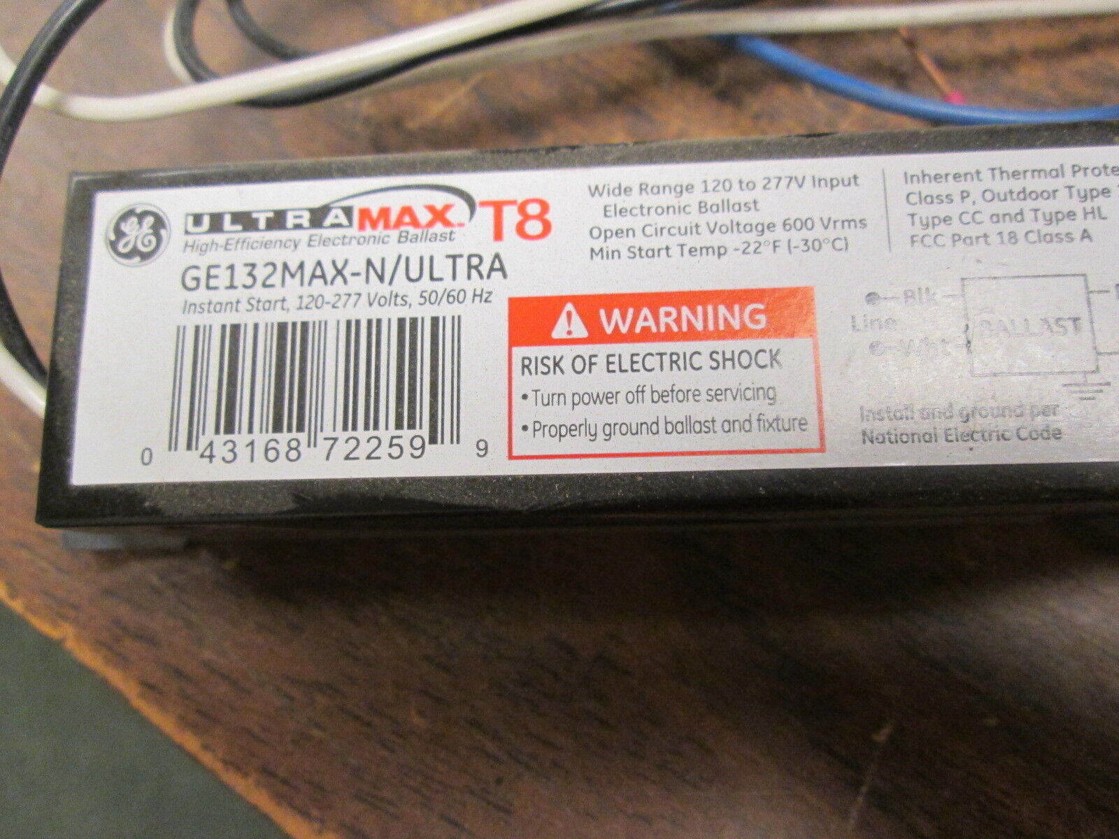 GE Ultra Max T8 Ballast GE132MAX-N/ULTRA 120-277V 50/60Hz *Box of 7* New Surplus