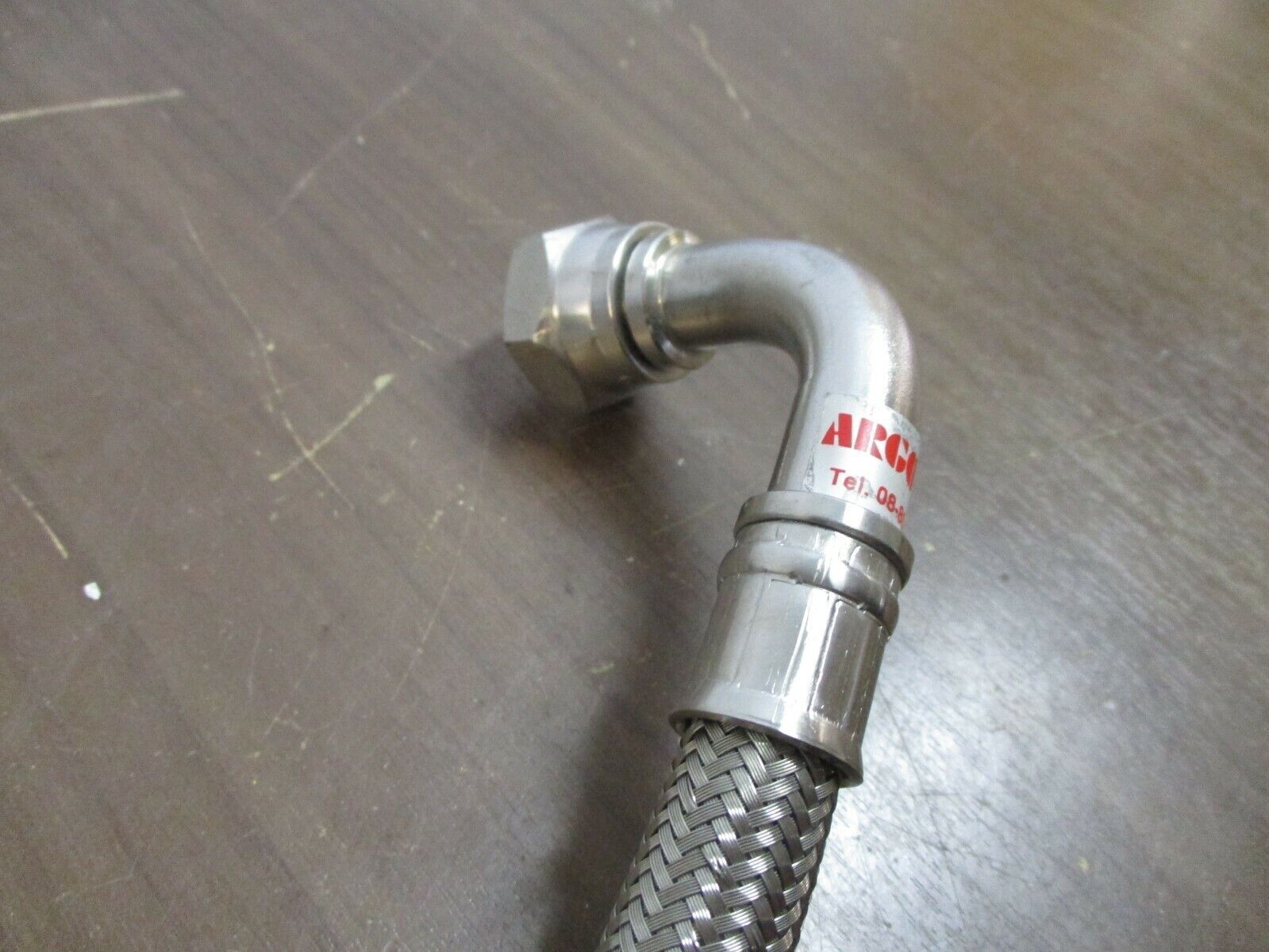 Argonic Stainless Steel Braided Hose Length: 12" End Size: 3/4" Used