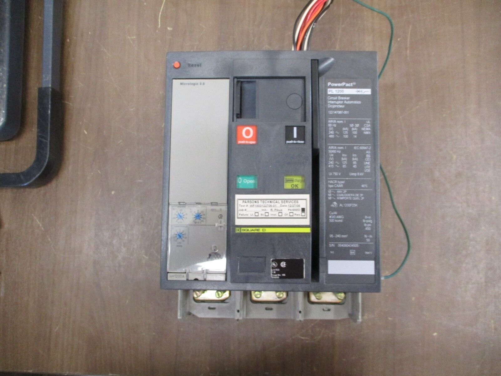 Square D PowerPact Circuit Breaker PL 1200 1200A 480V 60Hz MicroLogic 3.0 Trip