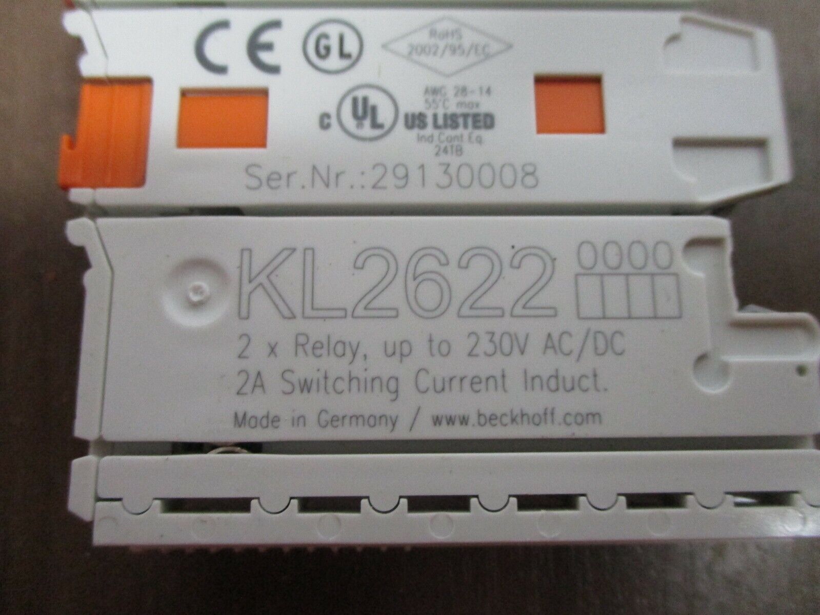 Beckhoff 2x Relay Terminal KL2622 230V Used