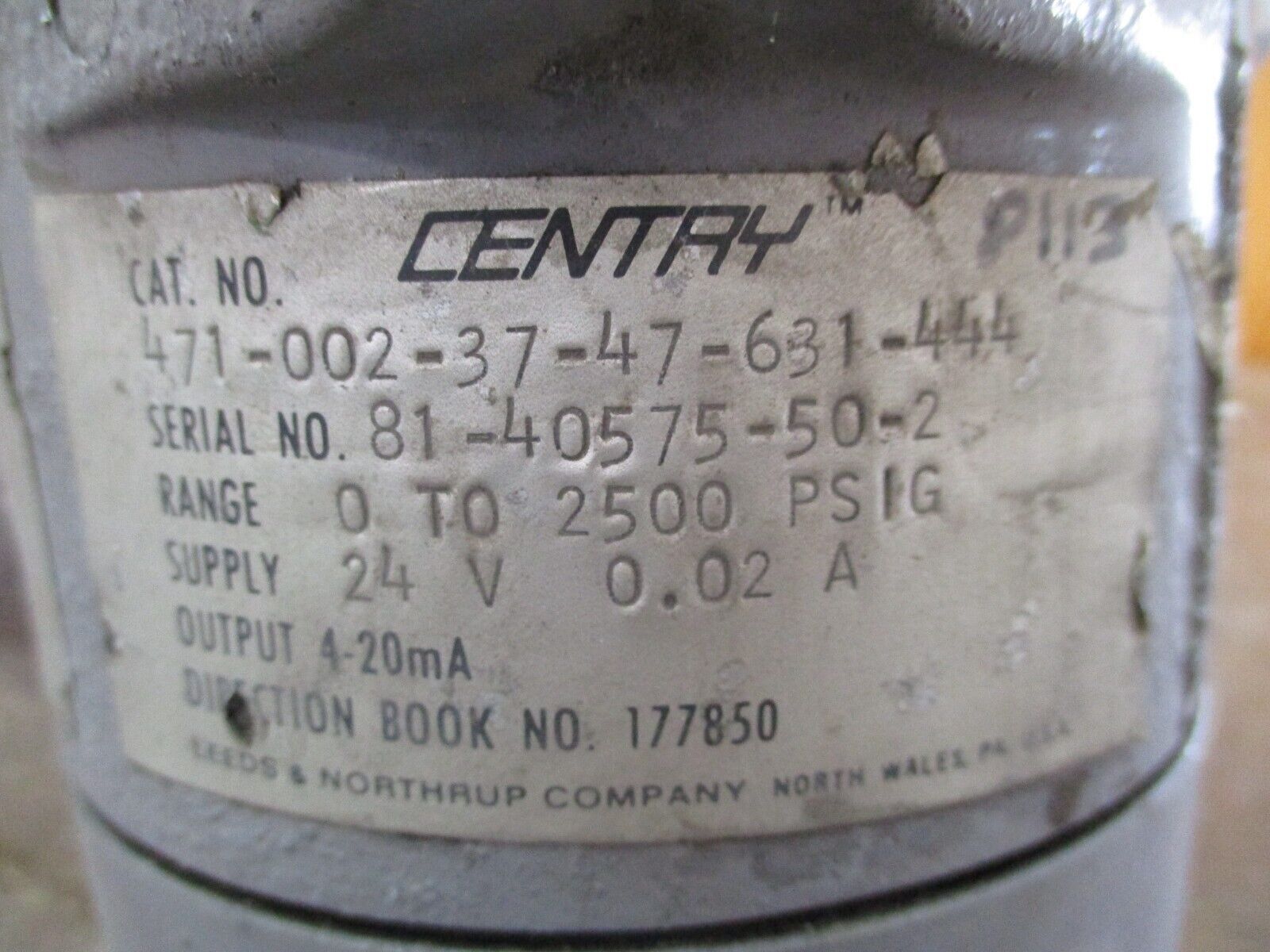 Leeds & Northrup Centry Pressure Transmitter 471-002-37-47-631-444 0-2500PSI 24V