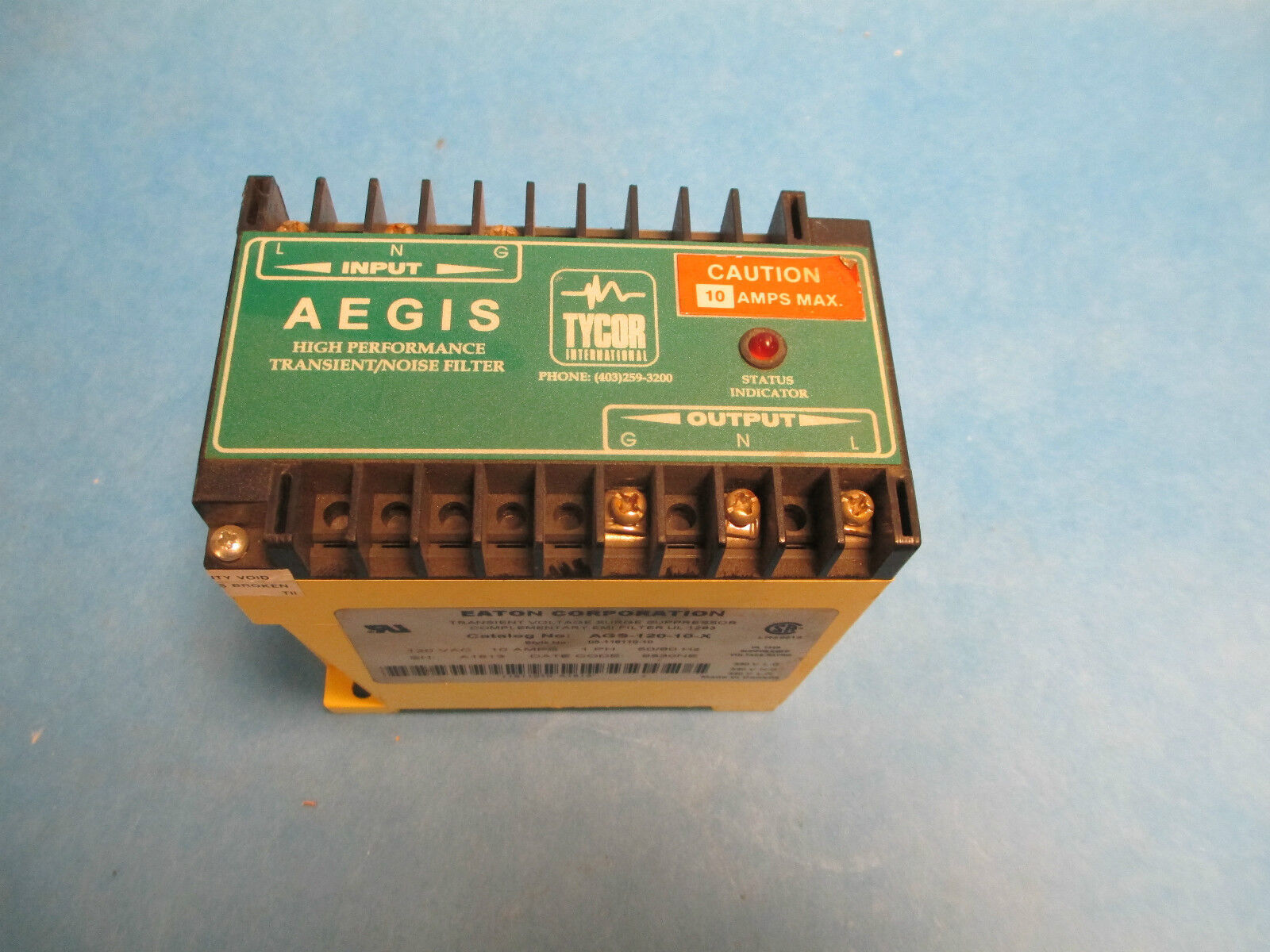 Eaton Transient Voltage Surge Suppressor AGS-120-10-X 10A 120V 1PH Used