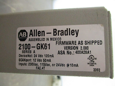 Allen-Bradley DeviceNet Comm Module 2100-GK61 FRN: 2.080 Series A Used